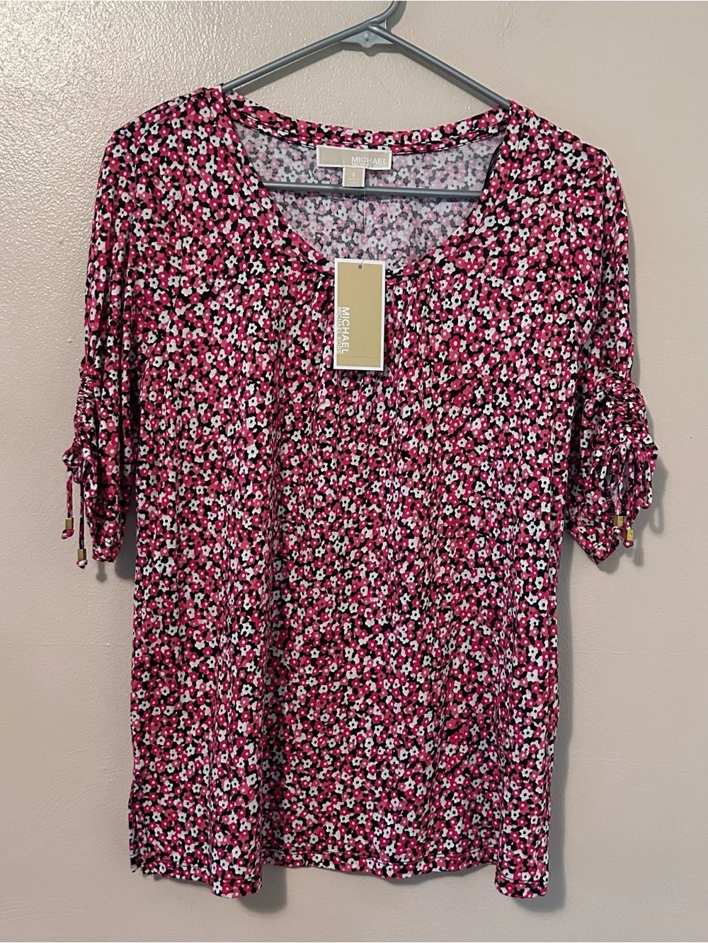 Michael Kors Pink Floral Scoop Neck Tunic